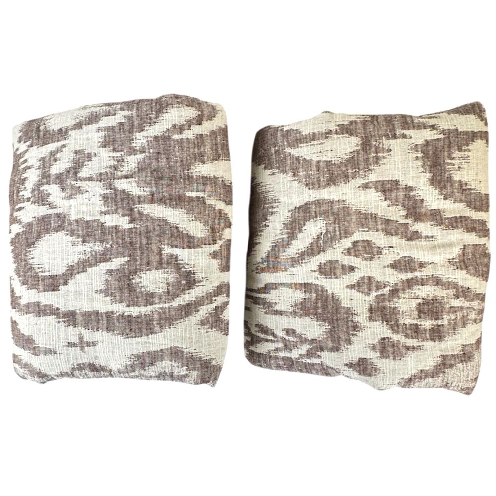 Pottery Barn Ikat Jacquard Comforter Euro Shams Set in Fig Linen Cotton NWOT